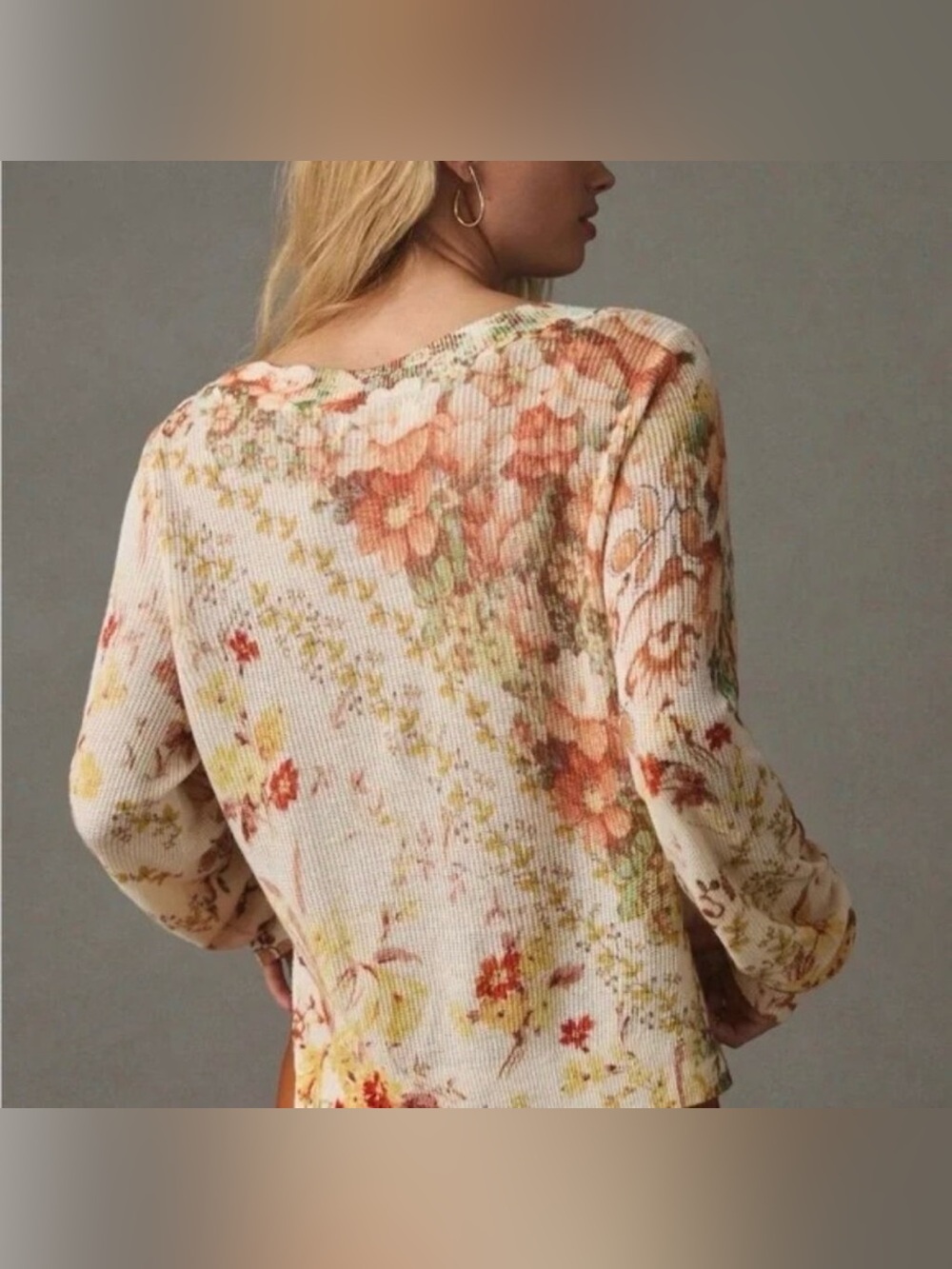 Anthropologie The Dreamer Floral V-Neck Sweater Womens Linen Blend Boho XS Fairy - Picture 5 of 12